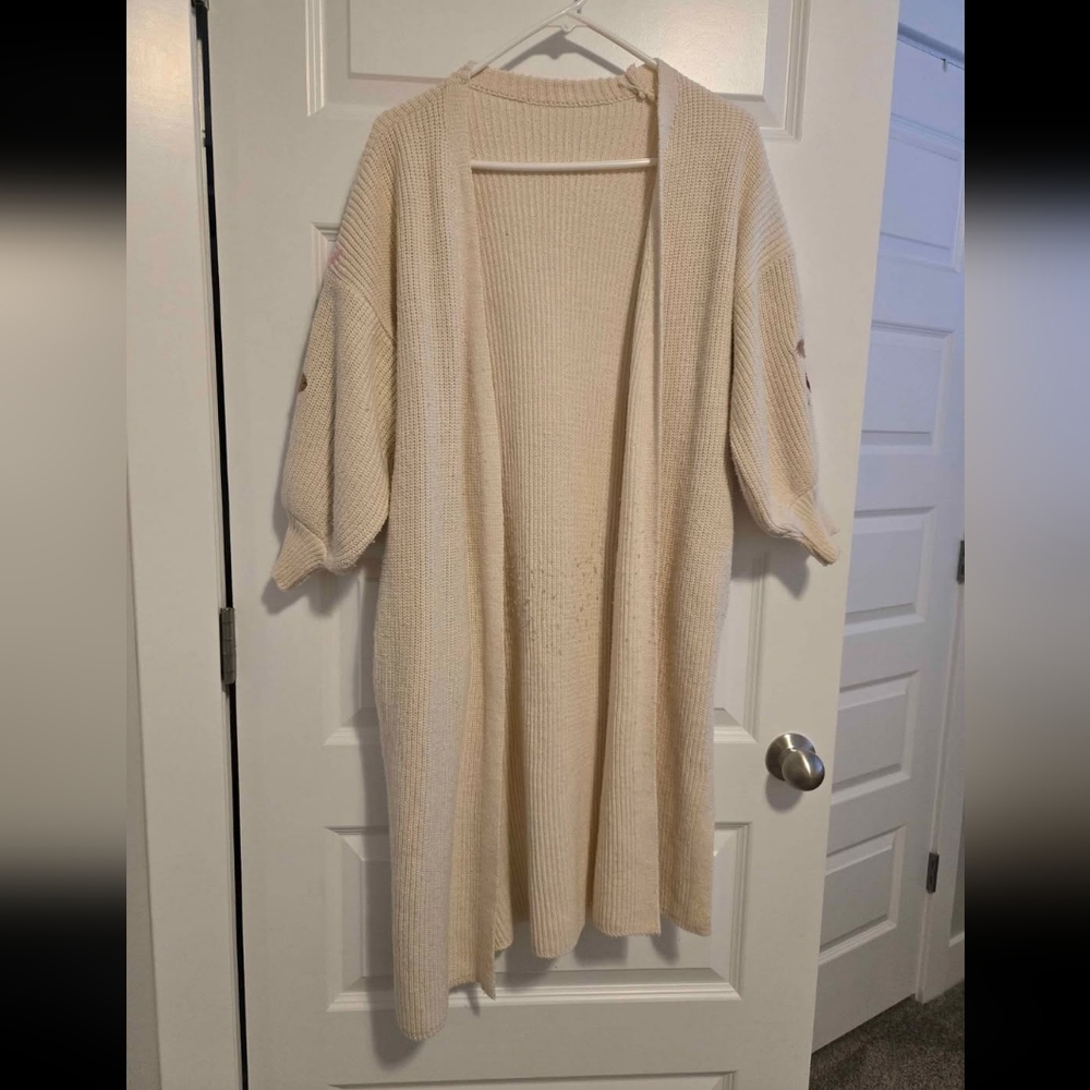 Long Knit Embroidered Cardigan Size S/M
